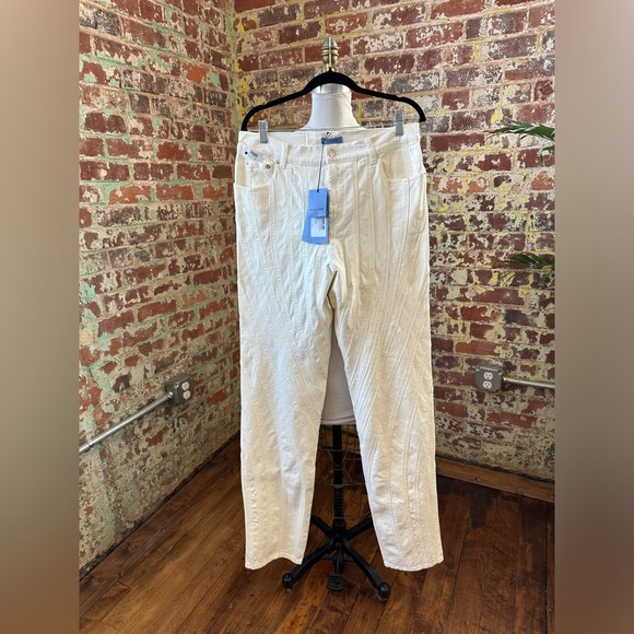 💥SALE💥Retail $950 NWT Mugler White Denim Spiral Seams Long Length JEANS Sold Out - Picture 9 of 15